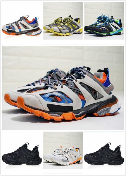 

casual shoes triple s track 3.0 grey orange yellowshoes platform sports sneakers men women casual trek mens trainers, Black
