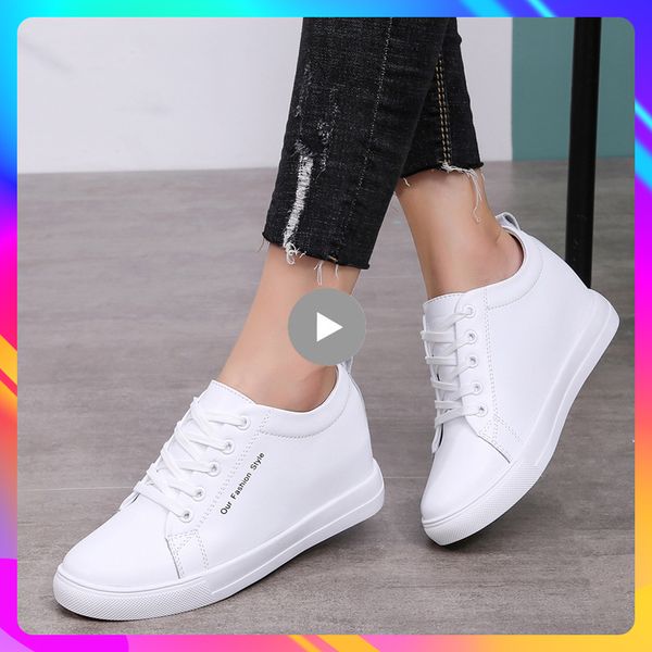 

new women flat fashion skate shoes spring comfortable shoes ladies casual sneakers lace-up leather women white 2022, Black