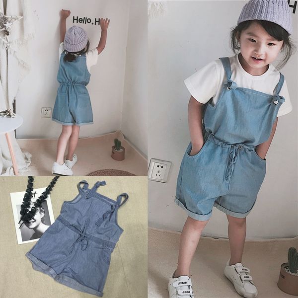 

treebibi sling children's trousers panty pantyseason new children's pants wash boys and girls waist strap denim suspender pants, Blue