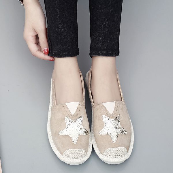 

women flat shoes suede slip on flats ladies sequins casual lazy loafers 2020 spring autumn female soft comfortable footwear new, Black