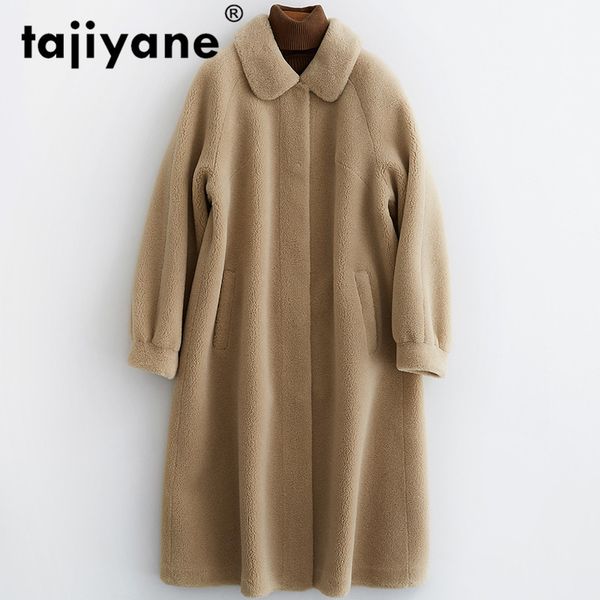 

real fur coat wool jacket autumn winter coat women clothes 2020 korean vintage sheep shearling suede lining women zt3769, Black