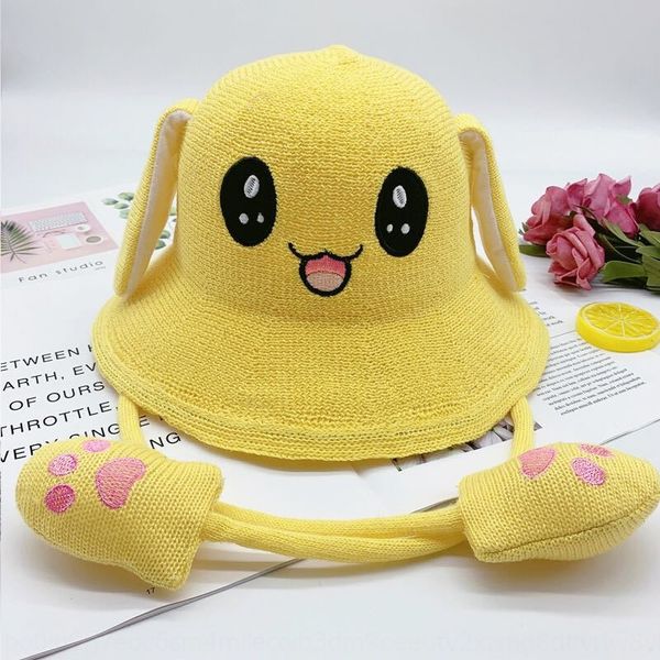 

2020 new children's tiktok student cute bucket bucket rabbit rabbit ear moving hat fisherman hat, Blue;gray
