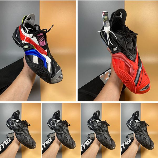 

new designer tyrex sneakers, silver mesh square curved toe, track and field triple s men's brand sneakers, fluorescent yellow, Black