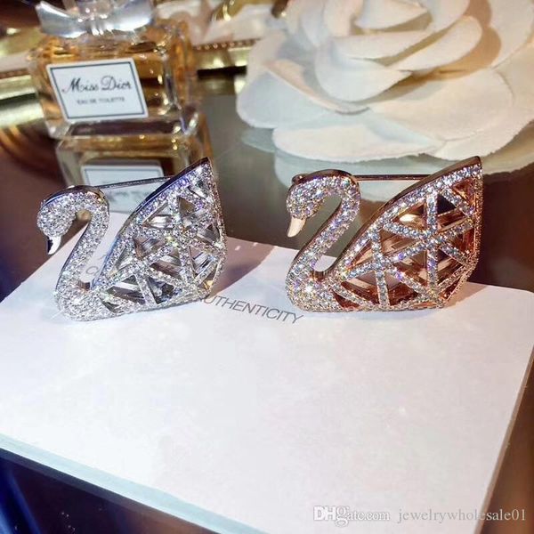 

классический ажурный лебедь брошь роза золотая брошь моды мужчин и женщин бриллиантовая брошь electroplated розовое золото, белое золото бес, Gray