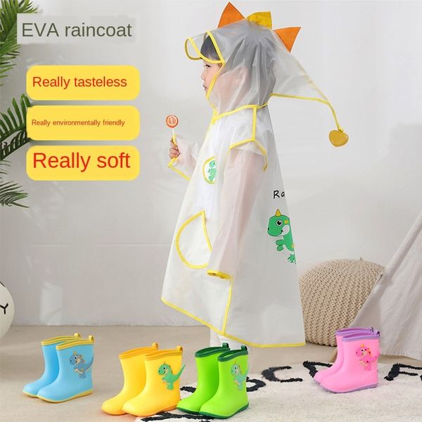 

rebz8 children's raincoat kindergarten baby child student poncho boys and girls waterproof cloak clothes clothes rainproof dinosaur tra