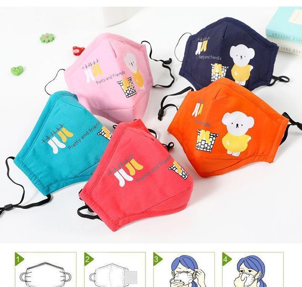 

pm25 childrens mask washable and reusable cartoon bear pure cotton cloth dustproof and activated carbon mask iglia sweet07