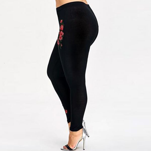

legging femme appliques solid leggings high elastic waist pencil pants plus size 5xl fitness workout modis jeggings mid lady d, Black