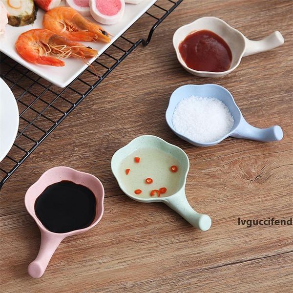 

cherry design dish plastic wheat straw spice soy sauce dish sauce plate set with chopsticks holder