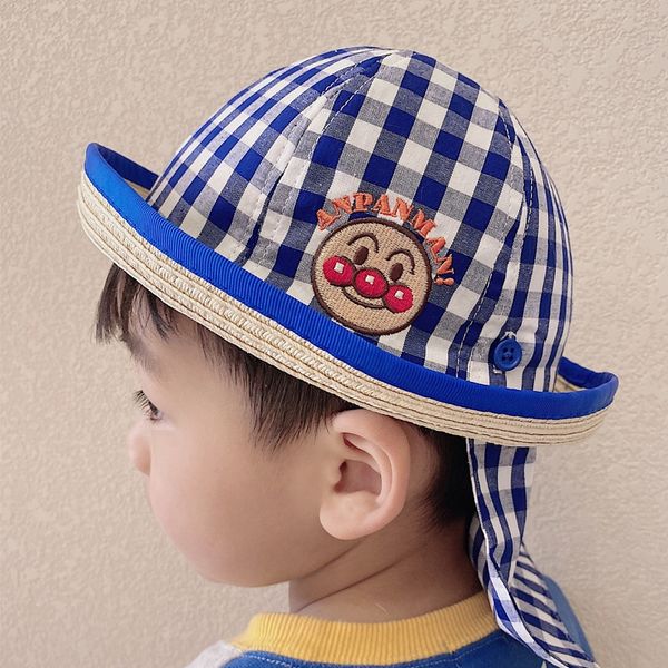 

js7h6 summer children's sunscreen breathable fisherman's men's and women's fashion bucket bucket bread fisherman hat kor, Blue;gray