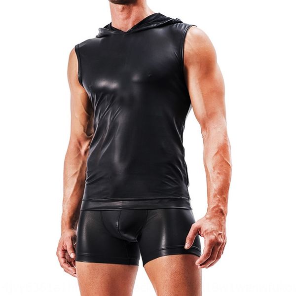 

men' imitation suit casual patent men' imitation leather underwear vest vest suit underwear casual patent leather, White;black