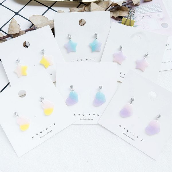 

japanese korean simple aesthetic acetate pentagram love dangle earrings fashion temperament women girl's accessories jewelry, Silver