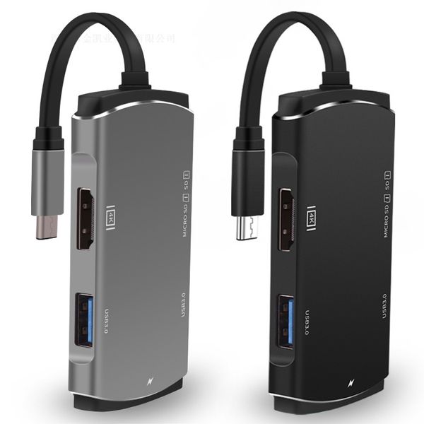 

yc207 new type-c hub converter usb-c to hdmi charging usb 3.0 sd tf aluminum alloy