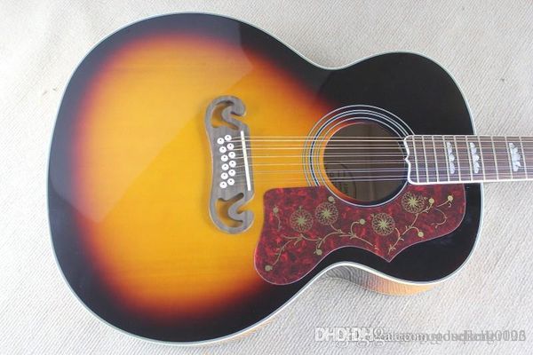 

price wholesale solid 12 strings sunburst color acoustic guitar