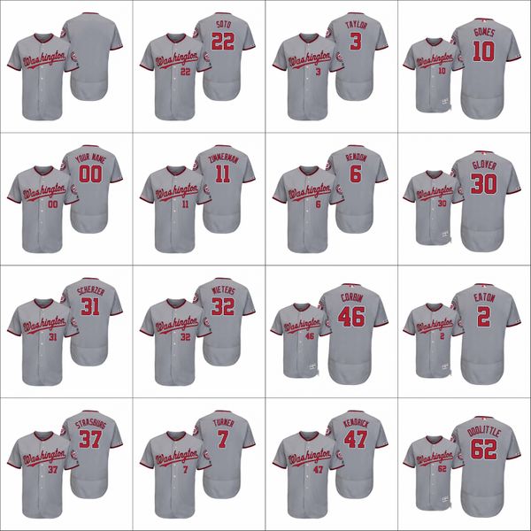 

washington nationals men #22 juan soto 6 anthony rendon 37 stephen strasburg women youth road authentic flex base custom jersey, Black