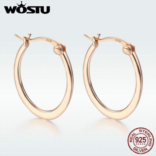

wostu 925 sterling silver rose gold color hoop earrings for women daily birthday gently noble brand jewelry gift dxe478, Golden