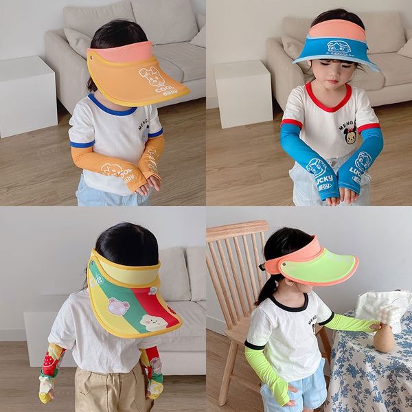 

children's cute empty for boys and girls sunscreen ice sleeve sunscreen hat children's ice sleeve anti-ultraviolet big eaves sun h, Blue;gray