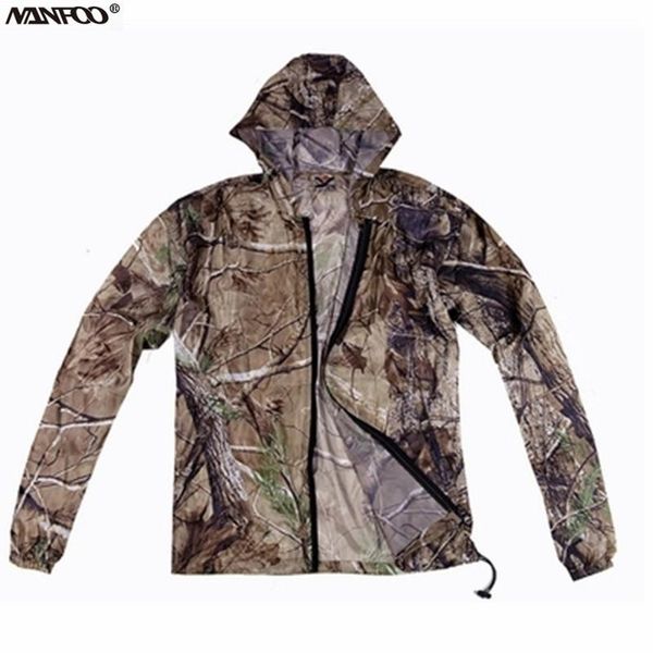 

outdoor jackets&hoodies men hunting fishing climbing camouflage jacket lightweight and thin breathable hooded coat waterproof skin clothing, Blue;black