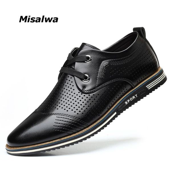 

misalwa hollow ventilated blue men summer casual pu leather shoes big size 38-48 dropshipping man basic moccasins driving loafer, Black