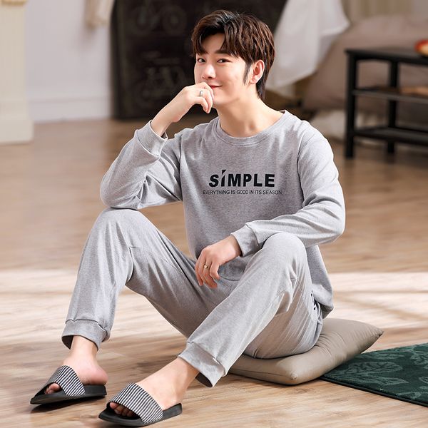

6535cotton pullover long sleeve trousers pajama a sets summer boy man jammies o-neck home casual sleepwear nightwear pyjamas hde, Black;brown
