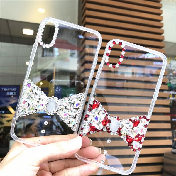 

suitable for samsung s10 rhinestone crystal bow transparent mobile phone case
