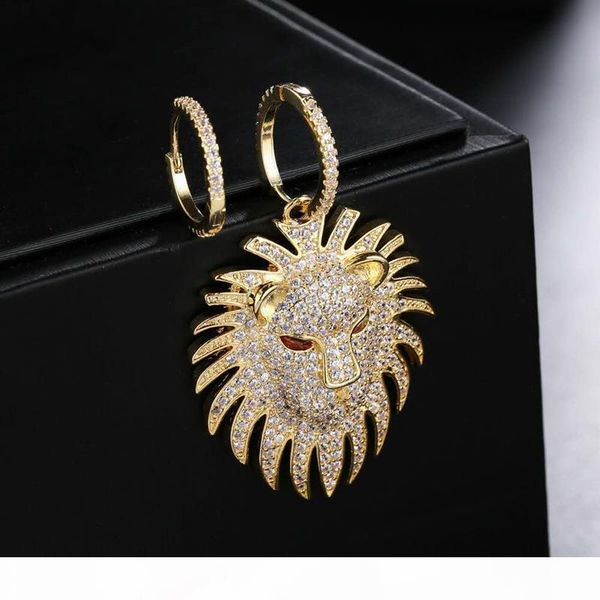 

new trendy women earrings yellow gold plated cz lion head earrings for girls women nice gift, Golden;silver