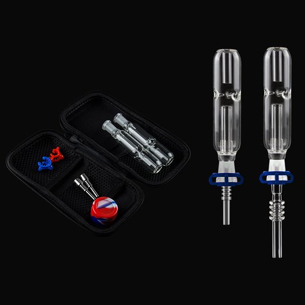 

Дважды 10мм стекла Бонг комплект с 2 Titanium ногтей 2 Slicone Jar 2 зажима 1 Dabber 1 Leather Case Стекло Водопроводные трубы