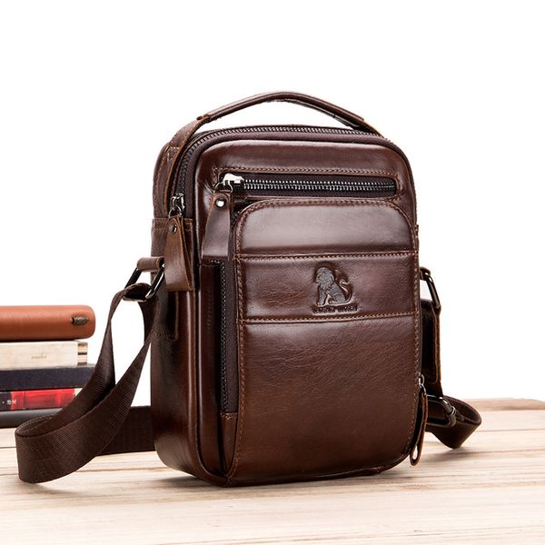 

mens genuine leather casual messenger bag classic design brand fashion retro mobile phone shopping storage bag