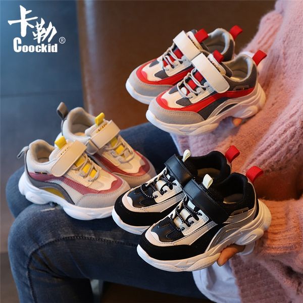 

0njrm kale 2020 new korean style girls' sports trendy internet popular all-match boys' father medium sneakers children's shoe, Black