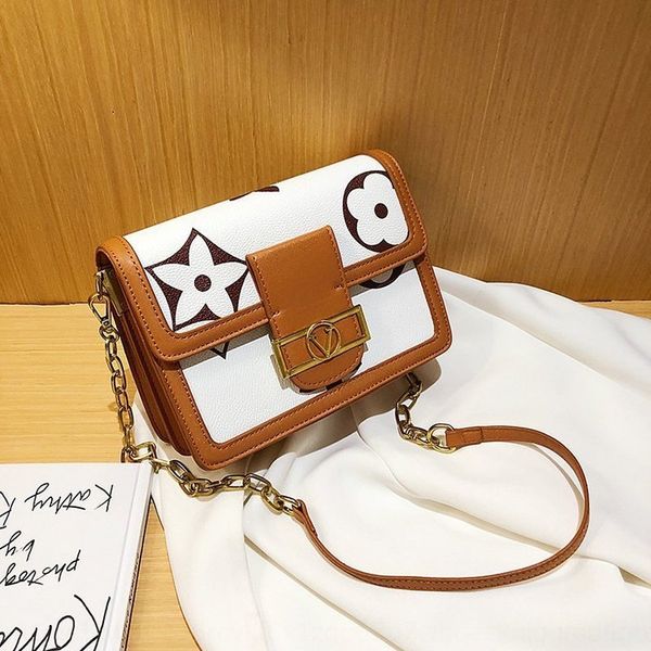 

duz3l 2020 new shoulder small square small square fashionable women's fashionable white color fashion printing shoulder messenger bag o