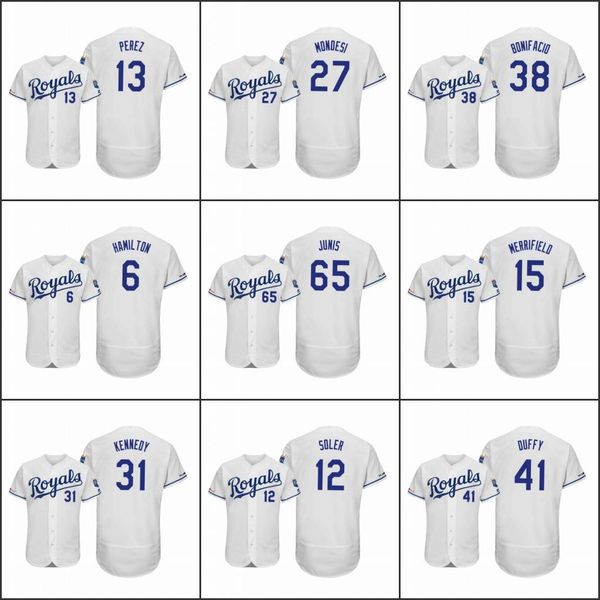 

kansas city royals men #13 salvador perez 27 adalberto mondesi 4 alex gordon women youth flex base majestic home custom jersey, Black