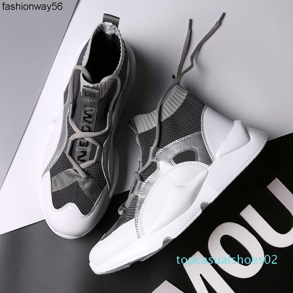 

sock shoes vanmie casual high men 2019 sneakers men shoes fashion man hip hop sneakers casual sock t02, Black