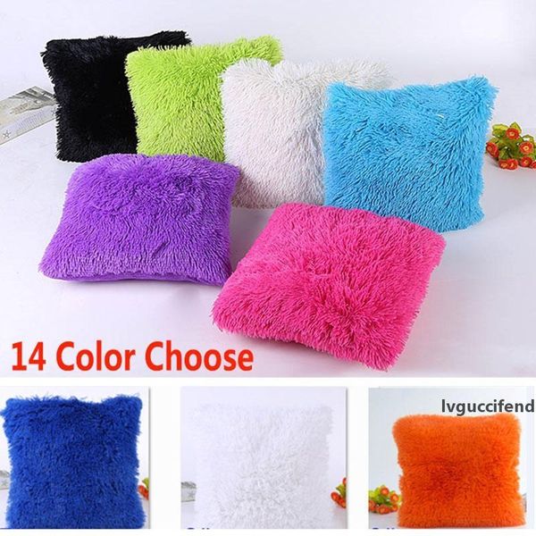 

14 colors new plush fur pillow case luxury soft sofa car cushion cover case christmas decorative decor gifts 43*43cm hh7-275