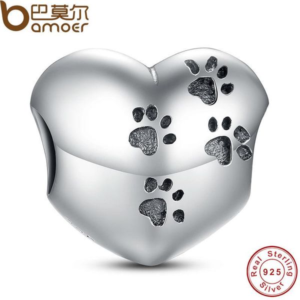 

pandora style 925 sterling silver мой ласковый pet paw print charm fit браслет ожерелье сердце из бисера аксессуары ювелирные изделия изгото, Black