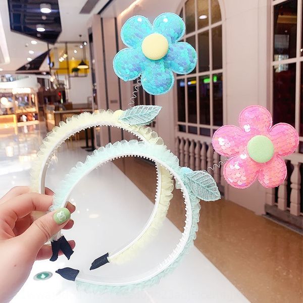 

new cute cartoon hairdressing belt soft cute floral face wash hair headband ear sequins beauty hair band, Slivery;white
