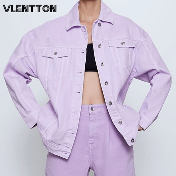 

spring autumn women vintage purple oversize jeans jackets solid hole casual loose denim coat female cowboy outwear mujer, Black;brown