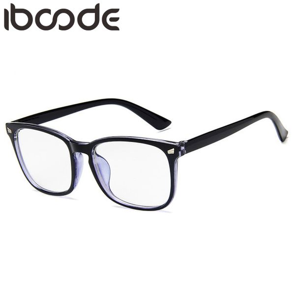 

iboode new women men anti blue ray plain glasses spectacles computer protection retro nail decor frame eyeglasses eyewear gafas, Black