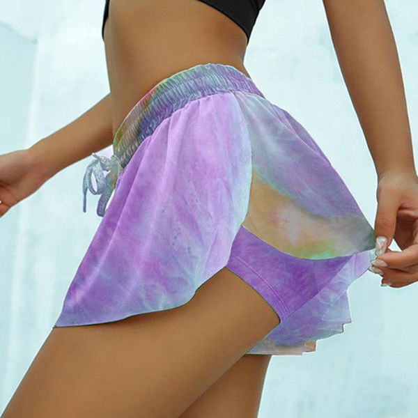 

women's gradient color skirt shorts fashionable mid-waist shorts drawstring casual ruffle skirt, White;red