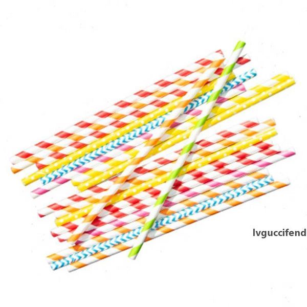 

disposable striped paper straw custom degradable color wave point straw bar party home drink decorative straight straw paper drink 57
