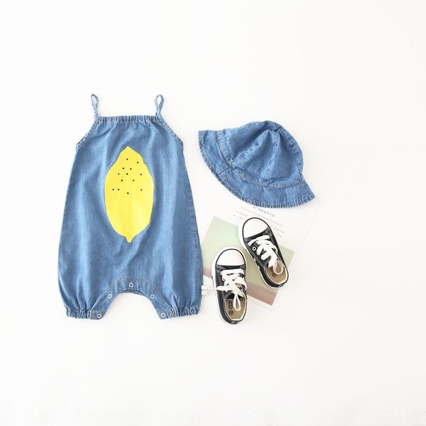 

4xodf 20 summer short-sleeved jumpsuit korean style climbing clothes children's dress denim children's clothing baby denim insbaby, Blue