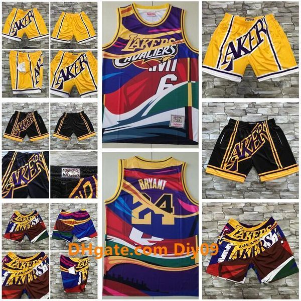 

2020 men basketball new los angeles lakers 23 james mitchell & ness european nba dyed retro jersey and pant, Black;red