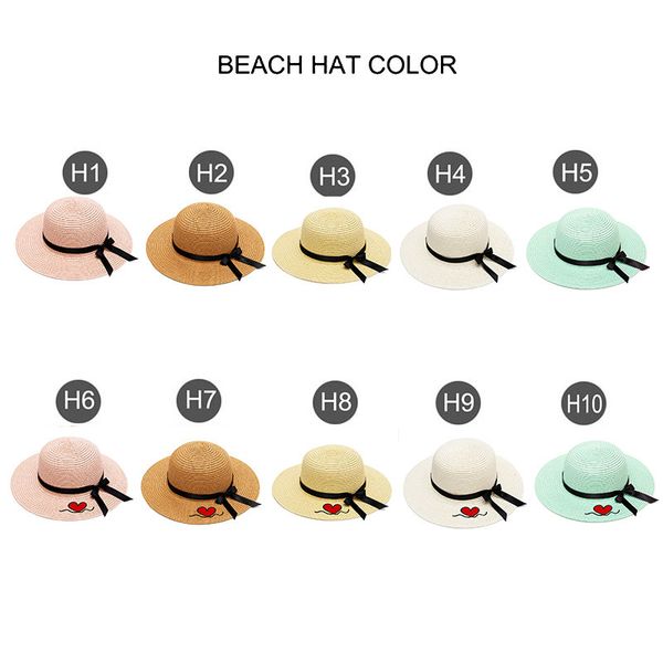

custom name text logo child beach summer sun girls lace ribbon bow large brim straw hat outdoor dropshipping y200619, Blue;gray