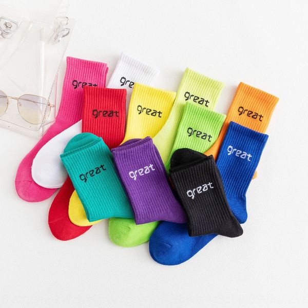 

сезон новых носки хлопка ярких цветов персонализированных письма носки и чулки средних чулок великих tide stockingsstyle свайных женщин, Black