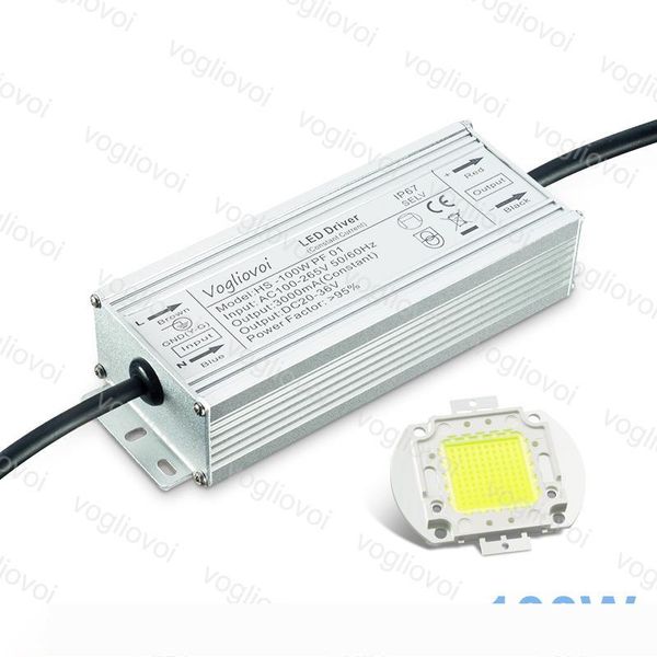 

lighting transformers full power 100w 110v 220v waterproof ip65 aluminum silvery with warm white cob chip for floodlight street light dhl