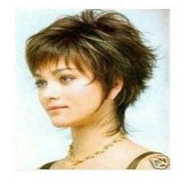 

new dark brown mixed short women's full wig, Black