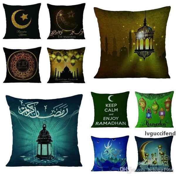 

new creative classic flax cushion cover sofa bedroom decor ramadan kareem eid mubarak pillowslip muslim pattern pillow case 10hn