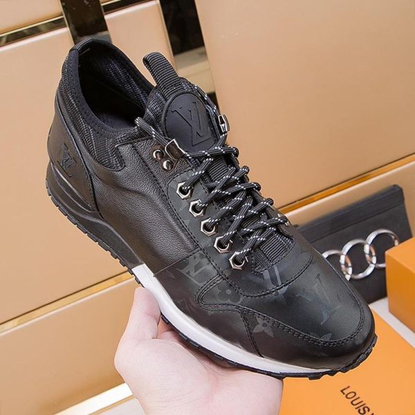

2020 luxury men sneakers shoes leather casual classic with box breathable outdoors chaussures pour hommes casual men shoes run away sneaker, Black