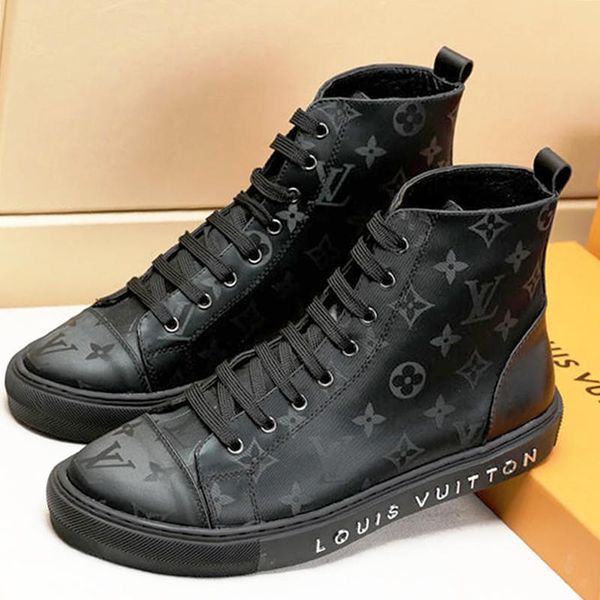 

fashion men casual shoes boots luxury style platform sneakers chaussures pour hommes with origin box casual mens shoes tattoo sneaker boot, Black