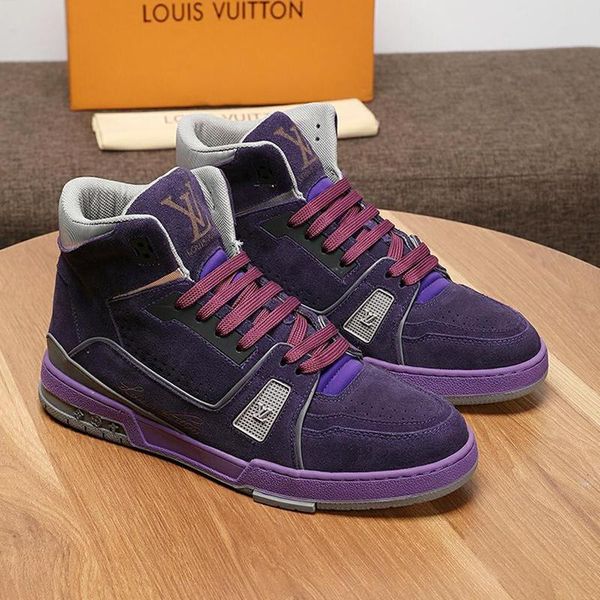 

new men sneakers sports shoes breathable lace -up plus size trainer sneaker mid -chaussures pour hommes mens shoes boots, Black