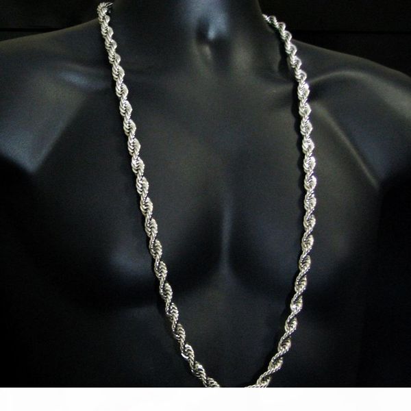 

8mm thick 76cm long solid rope twisted chain 24k gold silver plated hiphop twisted chain necklace for mens