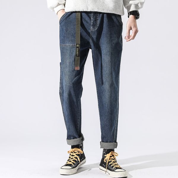 

men's thin loose fashion straight casual jeans and jeans men's pants casual pants customized, Blue